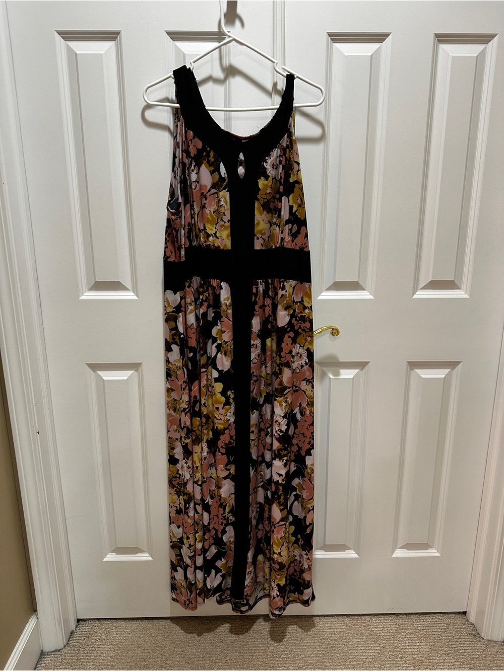 Dress me up  Black Floral Maxi Dress with Pink and Yellow Blooms